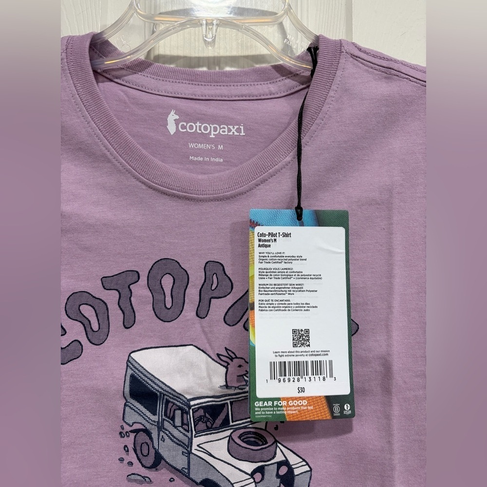 Cotopaxi Women's Medium Coto-Pilot T-Shirt Tee Antique Purple NWT Cotton - Picture 6 of 8